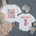 Custom Retro Groovy 'In My One Year Old Era' Baby Romper, 1st Birthday Outfit for Girls, Soft Cotton Bodysuit, Short & Long Sleeve Options