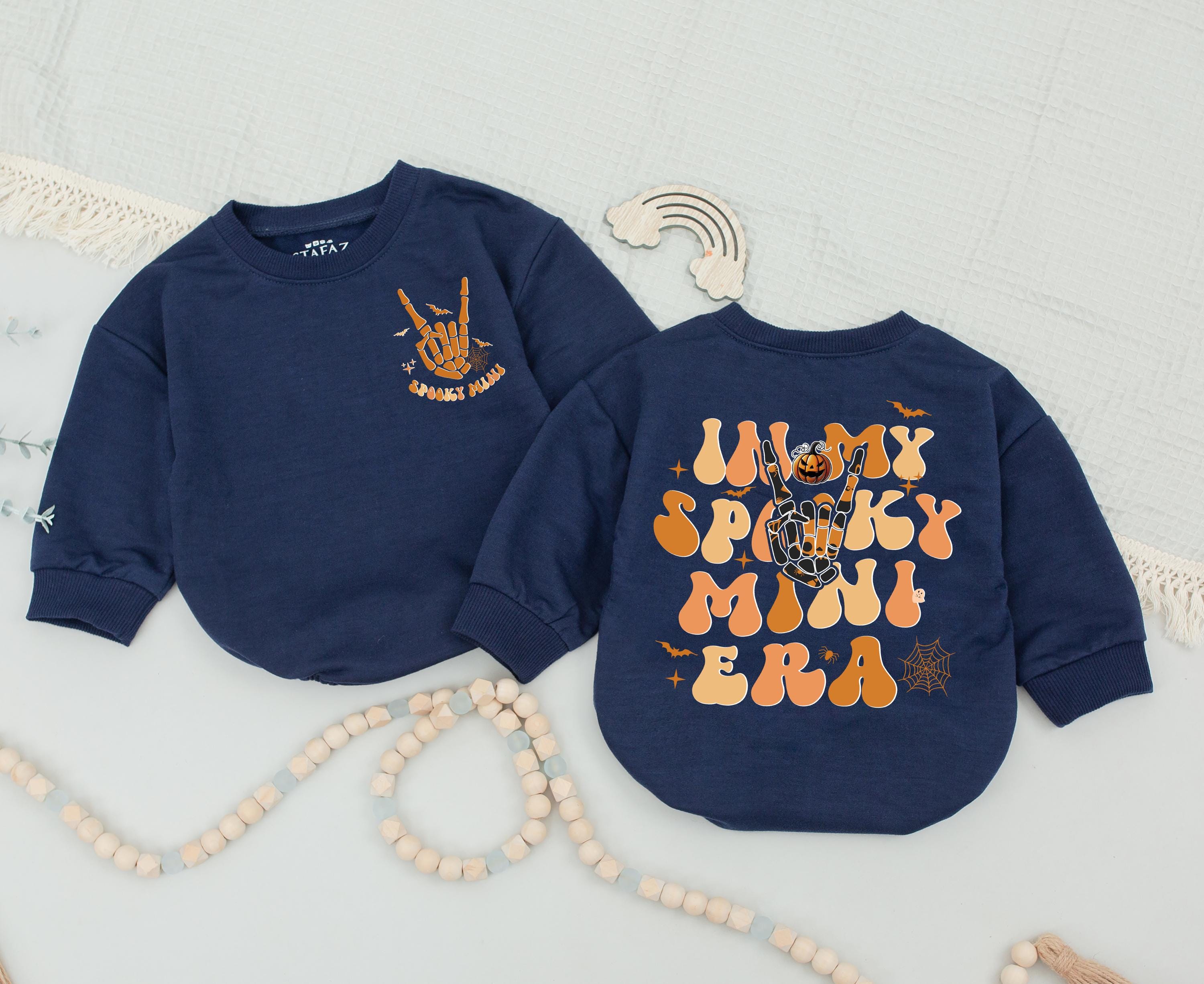 Custom Retro Halloween Spooky Mama Sweater with Skeleton Hand Design Matching Family Outfit Nostalgic Gift for Spooky Season Celebrations