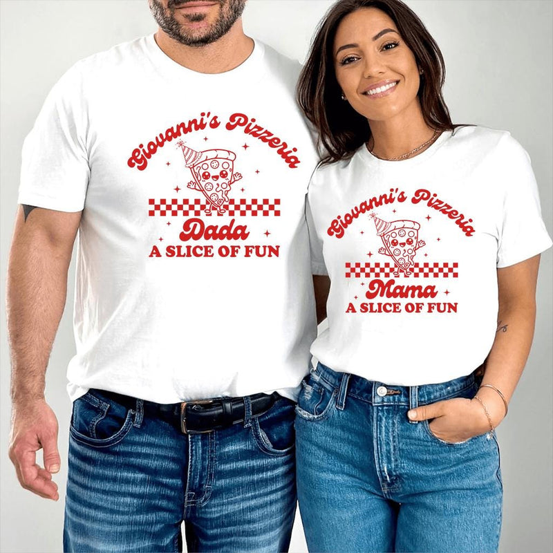 Custom Retro Pizza Birthday Outfit for Baby, Toddler, Kids & Adults, Soft Cotton Long Sleeve Romper & T-Shirt, Fun Family Party Wear
