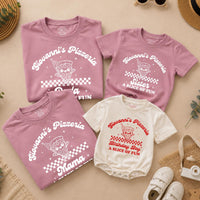 Custom Retro Pizza Birthday Outfit for Baby, Toddler, Kids & Adults, Soft Cotton Long Sleeve Romper & T-Shirt, Fun Family Party Wear