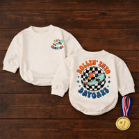Custom Rollin Into Daycare Baby Romper or Kids Shirt, Retro Skateboard Graphic, Matching Family Outfit, Soft Cotton, Back to School