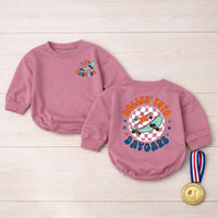 Custom Rollin Into Daycare Baby Romper or Kids Shirt, Retro Skateboard Graphic, Matching Family Outfit, Soft Cotton, Back to School