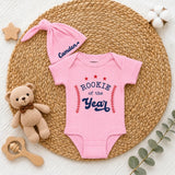 Custom Rookie of the Year Baby Boy Bodysuit & Hat Set, Baseball Theme Outfit for Newborn, Soft Cotton Baby Shower Gift, Coming Home Clothes