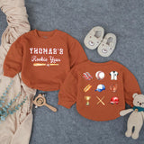 Custom Rookie of the Year Baby Romper with Baseball Motifs, Soft Cotton First Birthday Outfit for Boys, Perfect for Milestone Photos