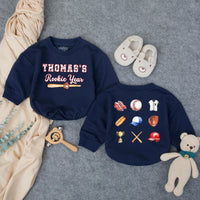 Custom Rookie of the Year Baby Romper with Baseball Motifs, Soft Cotton First Birthday Outfit for Boys, Perfect for Milestone Photos
