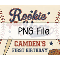 Custom Rookie of the Year Baseball Silk Banner for Baby Boy's 1st Birthday Party, Personalized Name Backdrop for Milestone Celebration