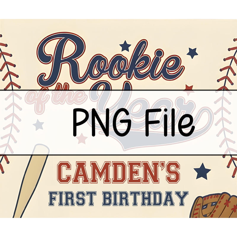 Custom Rookie of the Year Baseball Silk Banner for Baby Boy's 1st Birthday Party, Personalized Name Backdrop for Milestone Celebration