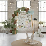Custom Safari Baby Shower Silk Banner and Infant Bodysuit Set with Jungle Animal Artwork, Ideal for Newborns and Special Celebrations