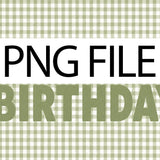 Custom Sage Green Gingham Happy Birthday Silk Banner with Neutral Decor, Add Name or Age for Baby, Toddler, or Kids Party Backdrop