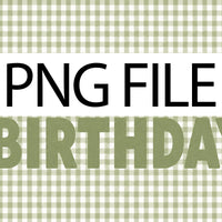 Custom Sage Green Gingham Happy Birthday Silk Banner with Neutral Decor, Add Name or Age for Baby, Toddler, or Kids Party Backdrop