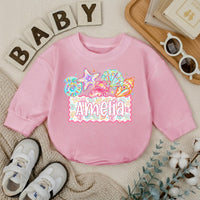 Custom Seashell Baby Romper with Starfish Artwork, Soft Cotton Summer Outfit for Baby Girls, Personalized Beach Baby Shower Gift