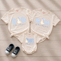 Custom Silly Goose First Birthday Matching Outfit Set - Baby Romper, Kids' T-Shirt, Mom & Dad Tees - Soft Cotton Family Birthday Clothes