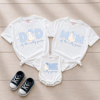 Custom Silly Goose First Birthday Matching Outfit Set - Baby Romper, Kids' T-Shirt, Mom & Dad Tees - Soft Cotton Family Birthday Clothes