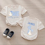 Custom Silly Goose First Birthday Matching Outfit Set - Baby Romper, Kids' T-Shirt, Mom & Dad Tees - Soft Cotton Family Birthday Clothes