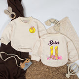 Custom Softball Baby Romper with Pink Bow Personalized Infant Girl Outfit Sporty Yellow Design Soft Comfortable Short Sleeve Gameday Apparel
