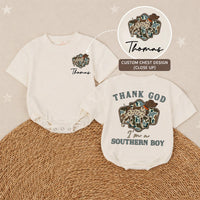 Custom Southern Boy Baby Romper with Hunting Dog Artwork, Soft Cotton Bodysuit for Newborns, Perfect Country Outfit for All Seasons