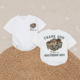 Custom Southern Boy Baby Romper with Hunting Dog Artwork, Soft Cotton Bodysuit for Newborns, Perfect Country Outfit for All Seasons