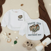 Custom Southern Boy Baby Romper with Hunting Dog Artwork, Soft Cotton Bodysuit for Newborns, Perfect Country Outfit for All Seasons
