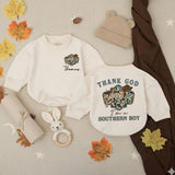 Custom Southern Boy Baby Romper with Hunting Dog Artwork, Soft Cotton Bodysuit for Newborns, Perfect Country Outfit for All Seasons