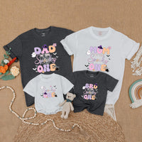 Custom Spooky One Halloween Family Shirt Pastel Ghosts 1st Birthday Outfit Soft Cotton Personal Gift for Mom Dad Sibling Matching