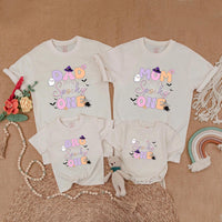 Custom Spooky One Halloween Family Shirt Pastel Ghosts 1st Birthday Outfit Soft Cotton Personal Gift for Mom Dad Sibling Matching