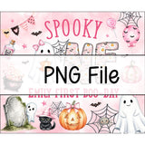 Custom Spooky One Pink Halloween Silk Banner & Romper Set for Baby Girl 1st Birthday, Ghost & Pumpkin Design, Personalized Boo Day Outfit