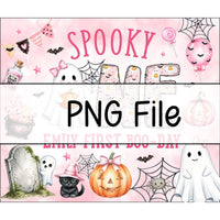 Custom Spooky One Pink Halloween Silk Banner & Romper Set for Baby Girl 1st Birthday, Ghost & Pumpkin Design, Personalized Boo Day Outfit