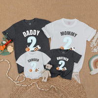 Custom Sports 2nd Birthday Shirt for Family Matching Outfits with Name and Number, Soft Cotton Party Gift for Baby Boy or Toddler Celebration