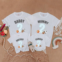 Custom Sports 2nd Birthday Shirt for Family Matching Outfits with Name and Number, Soft Cotton Party Gift for Baby Boy or Toddler Celebration