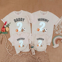 Custom Sports 2nd Birthday Shirt for Family Matching Outfits with Name and Number, Soft Cotton Party Gift for Baby Boy or Toddler Celebration