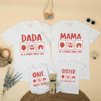 Custom Strawberry Dada Mama Sister Berry Sweet One Family Matching Soft Cotton Tees and Romper for Kids Adults First Birthday Spring