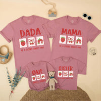 Custom Strawberry Dada Mama Sister Berry Sweet One Family Matching Soft Cotton Tees and Romper for Kids Adults First Birthday Spring