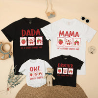 Custom Strawberry Dada Mama Sister Berry Sweet One Family Matching Soft Cotton Tees and Romper for Kids Adults First Birthday Spring