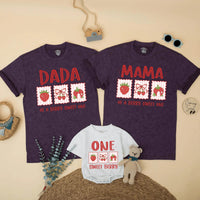 Custom Strawberry Dada Mama Sister Berry Sweet One Family Matching Soft Cotton Tees and Romper for Kids Adults First Birthday Spring