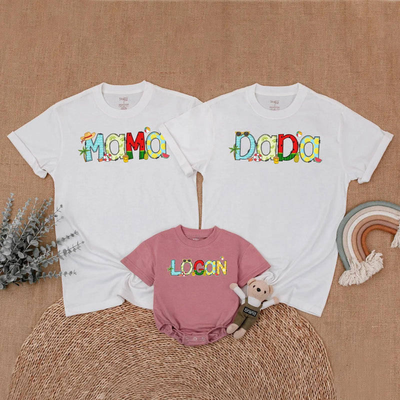 Custom Summer Family Shirts with Vibrant Beach-Themed Designs, Matching Birthday Outfits for Mom, Dad, Kids, Perfect Coastal Party Look