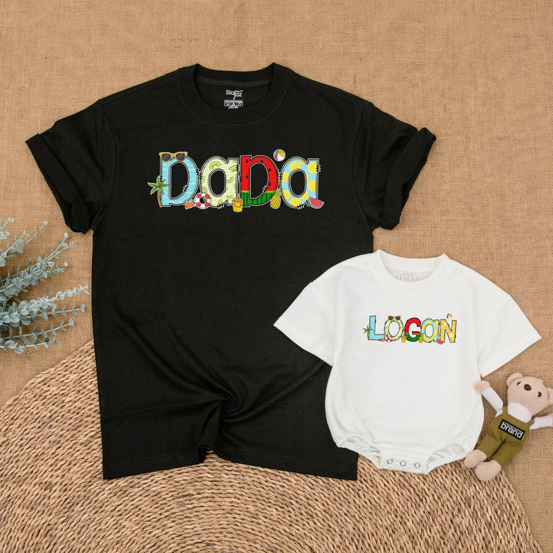 Custom Summer Family Shirts with Vibrant Beach-Themed Designs, Matching Birthday Outfits for Mom, Dad, Kids, Perfect Coastal Party Look