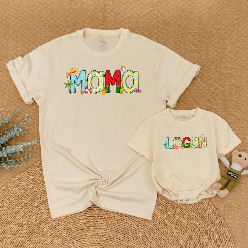 Custom Summer Family Shirts with Vibrant Beach-Themed Designs, Matching Birthday Outfits for Mom, Dad, Kids, Perfect Coastal Party Look