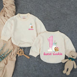 Custom Sweet Cookie First Birthday Romper for Baby Girls, Personalized Name Design, Soft Cotton Outfit for Cake Smash or Milestone Photos