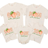 Custom Sweet Peach Matching Family T-Shirts & Baby Romper, Soft Natural Cotton, Perfect for Birthdays, Milestone Photos, S–2XL