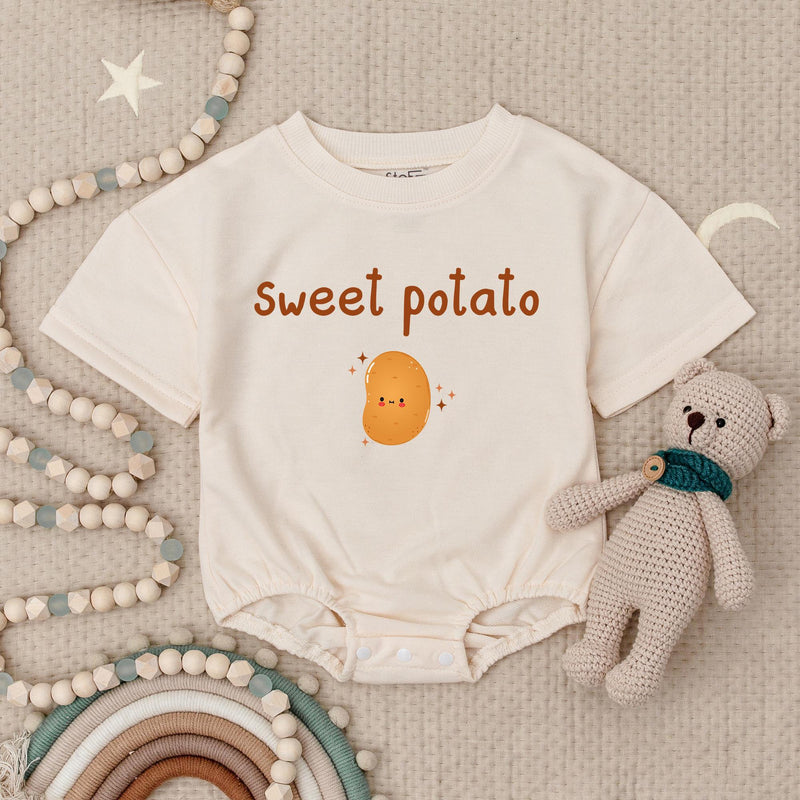 Custom Sweet Potato & Rude Potato Baby Rompers, Funny Thanksgiving Twin Bodysuits, Soft Cotton Fall Outfit for Babies & Toddlers
