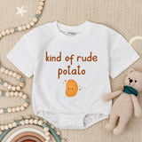 Custom Sweet Potato & Rude Potato Baby Rompers, Funny Thanksgiving Twin Bodysuits, Soft Cotton Fall Outfit for Babies & Toddlers