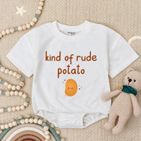 Custom Sweet Potato & Rude Potato Baby Rompers, Funny Thanksgiving Twin Bodysuits, Soft Cotton Fall Outfit for Babies & Toddlers