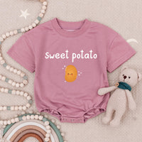 Custom Sweet Potato & Rude Potato Baby Rompers, Funny Thanksgiving Twin Bodysuits, Soft Cotton Fall Outfit for Babies & Toddlers