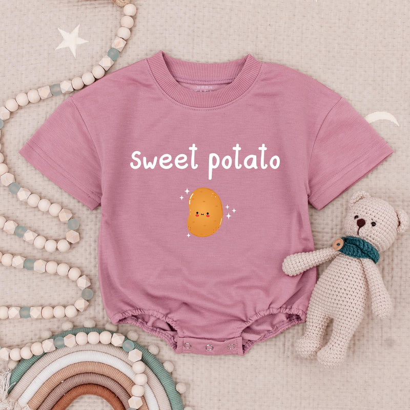 Custom Sweet Potato & Rude Potato Baby Rompers, Funny Thanksgiving Twin Bodysuits, Soft Cotton Fall Outfit for Babies & Toddlers