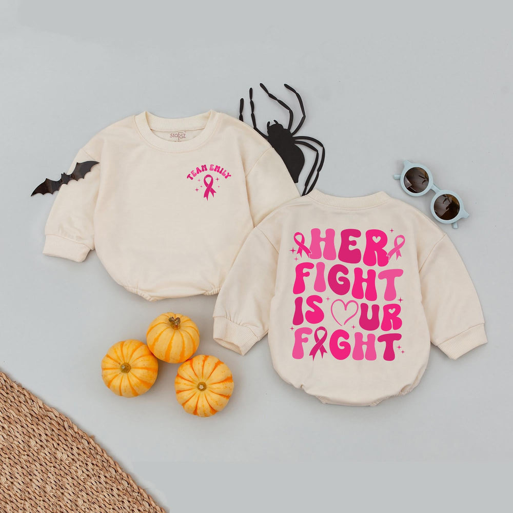Custom Team Emily Baby Romper Breast Cancer Awareness Outfit Pink Ribbon Her Fight Is Our Fight Infant Clothes Support October Tee