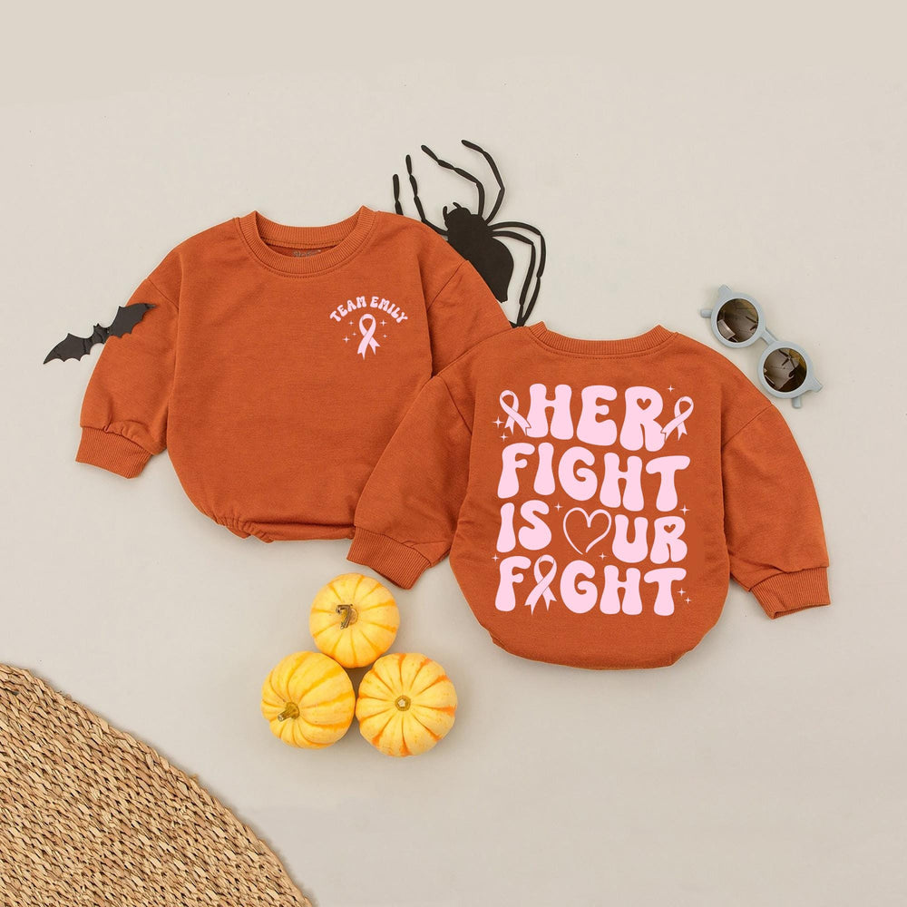 Custom Team Emily Baby Romper Breast Cancer Awareness Outfit Pink Ribbon Her Fight Is Our Fight Infant Clothes Support October Tee