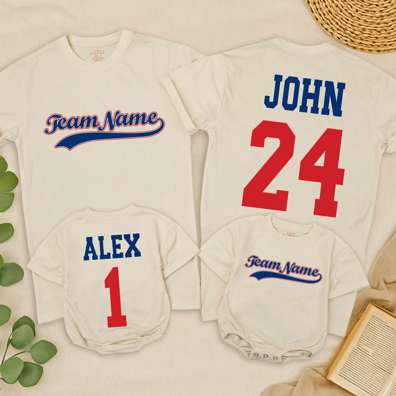 Custom Team Name Baseball Shirt Personalized Sports Jersey with Name and Number Matching Family Outfit Toddler Boy or Girl Gift