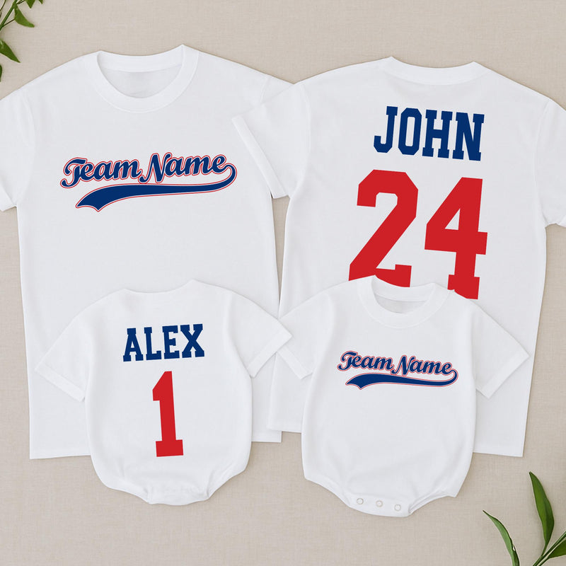 Custom Team Name Baseball Shirt Personalized Sports Jersey with Name and Number Matching Family Outfit Toddler Boy or Girl Gift