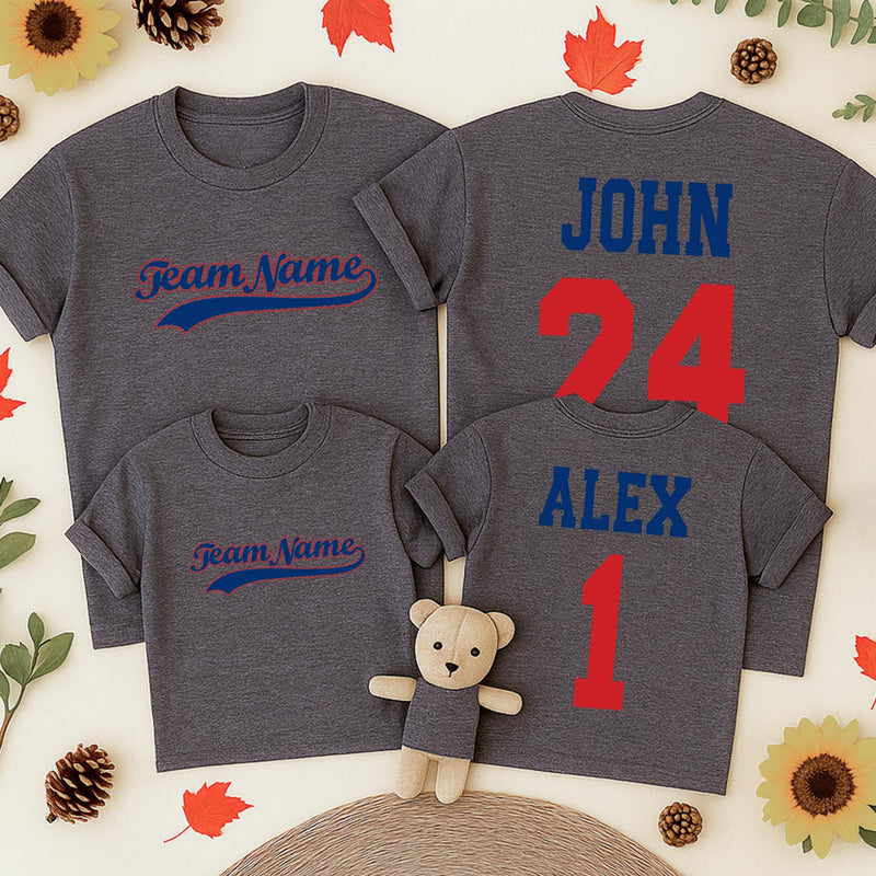 Custom Team Name Baseball Shirt Personalized Sports Jersey with Name and Number Matching Family Outfit Toddler Boy or Girl Gift