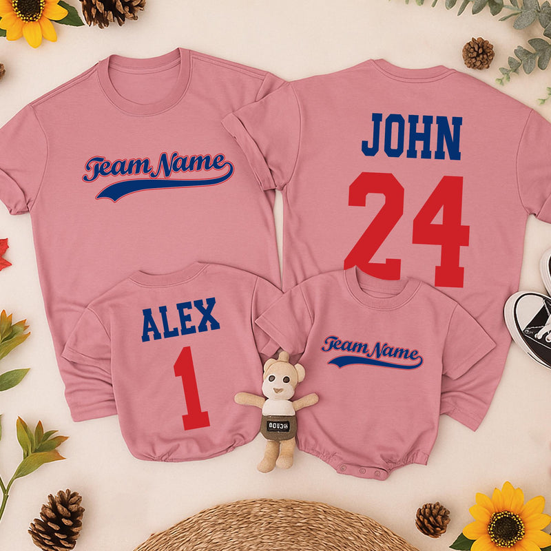 Custom Team Name Baseball Shirt Personalized Sports Jersey with Name and Number Matching Family Outfit Toddler Boy or Girl Gift